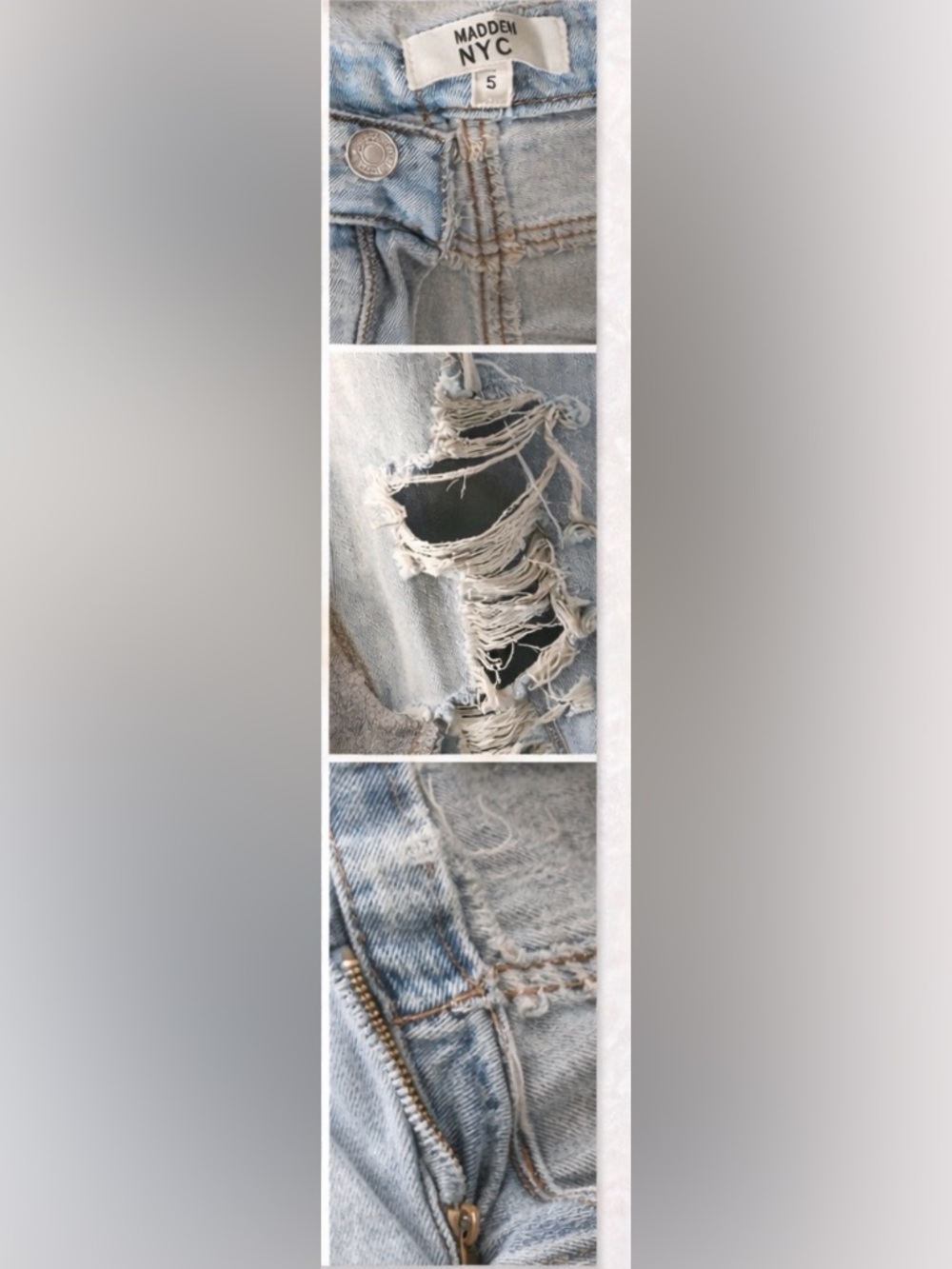 Madden NYC Light Wash Distressed Wide Leg Jeans Size 5 - Picture 7 of 16